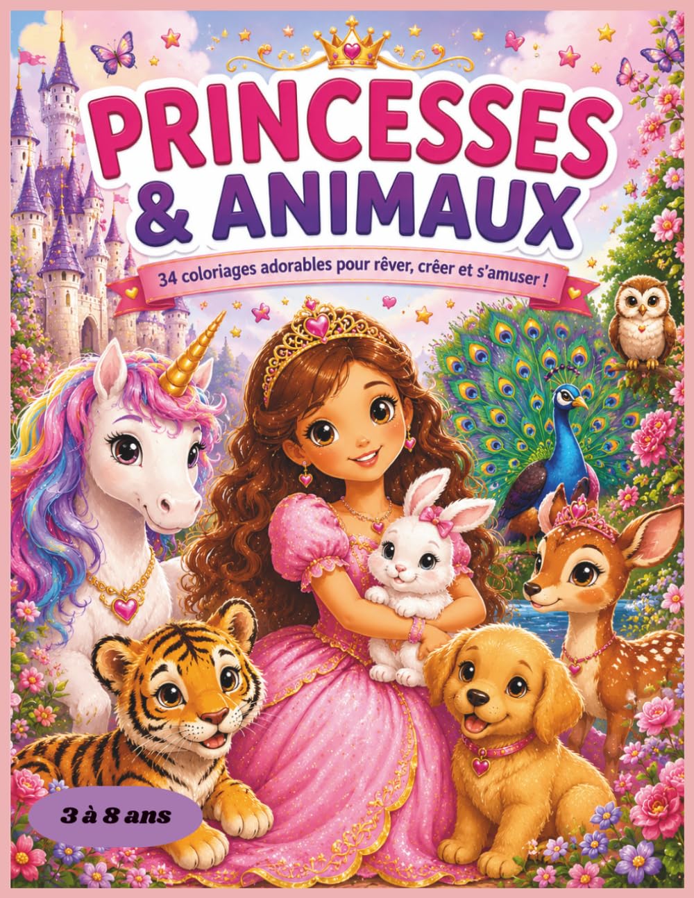 PRINCESSES& ANIMAUX: 34 coloriages adorables pour rêver, créer et s'amuser (Princesses Inspirantes)