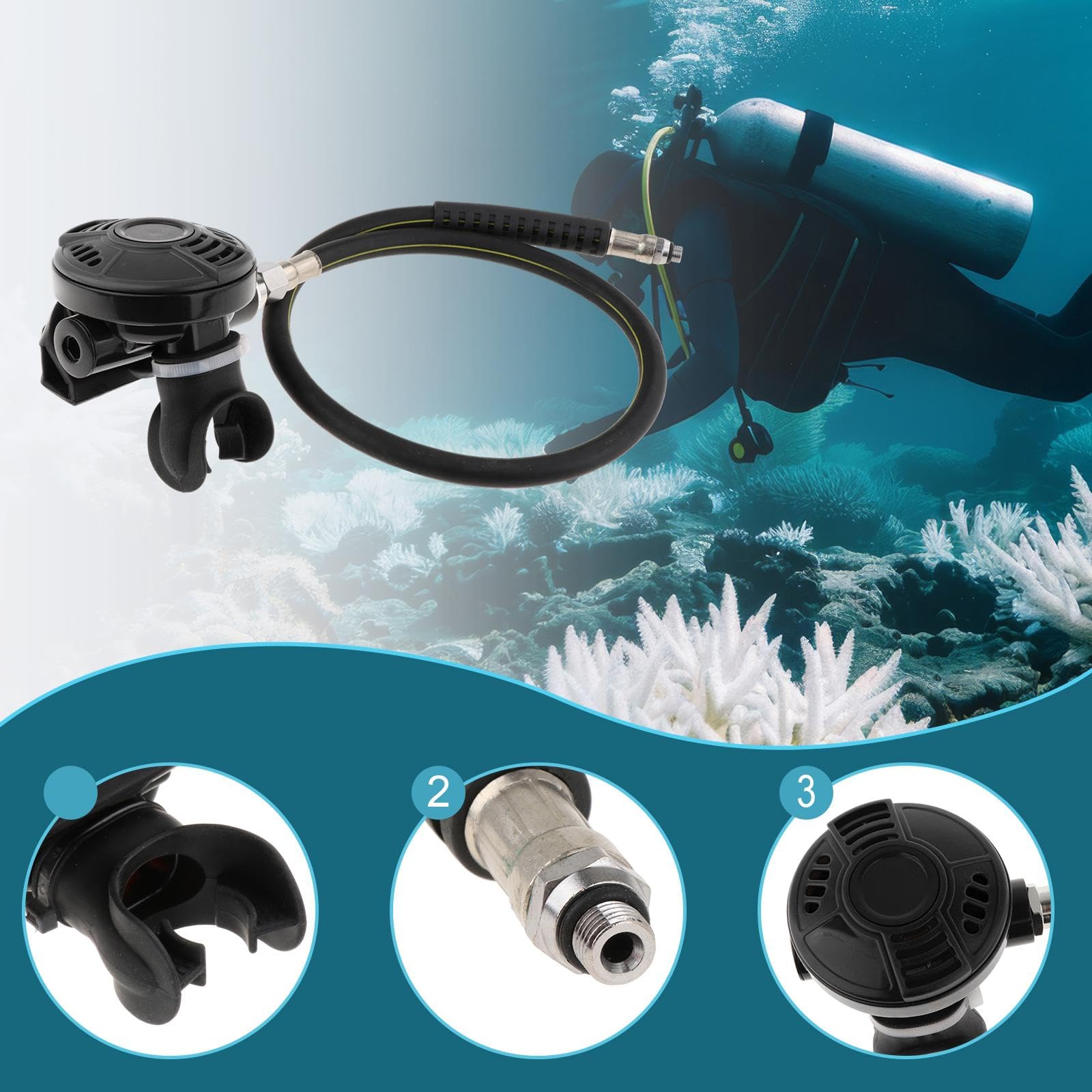 Gralara Détendeur de Plongée avec Embout Buccal, Régulateur Secondaire Scuba, Équipement Plongée sous-Marine, Accessoire Léger pour Plongée, Facile à Nettoyer, pour Plongeurs Débutants/Experts