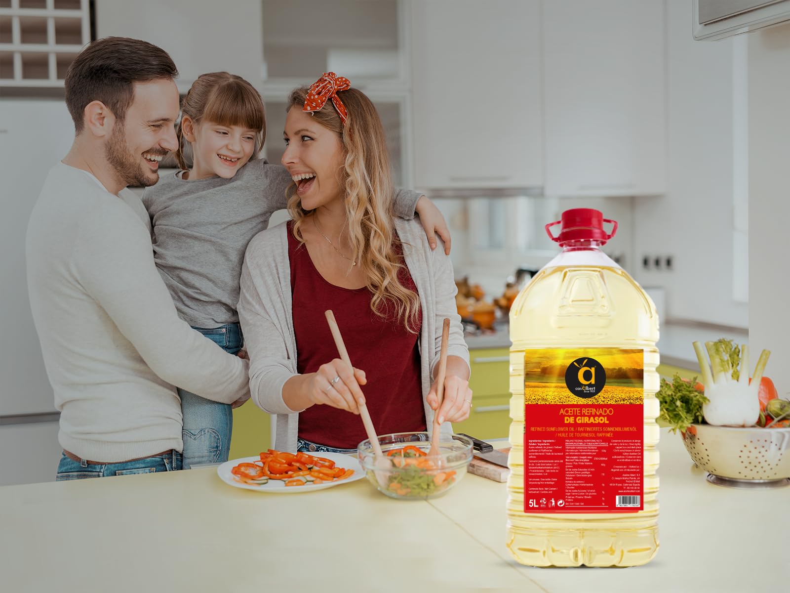 Huile de tournesol Casalbert - Huile spéciale friture ou cuisson - Huile de tournesol raffinée à haute teneur en acide oléique - Bidon de 5 l