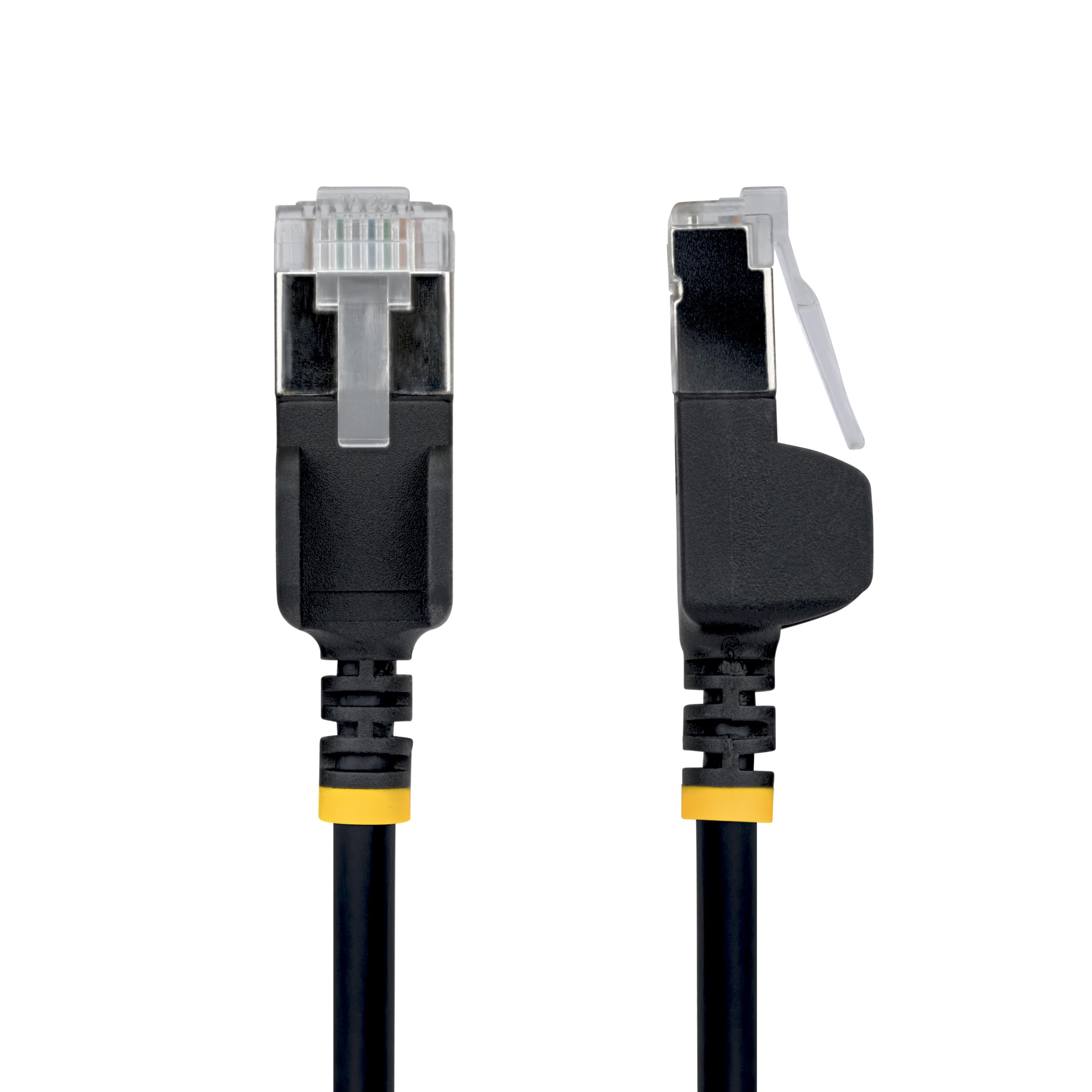 StarTech Cavo Ethernet Cat6A Ultra Slim Nero 30cm, Snagless, FTP, Rame Puro, Patch di Rete RJ45 Ultra Sottile 34 AWG, Testati Singolarmente, Confezione da 10