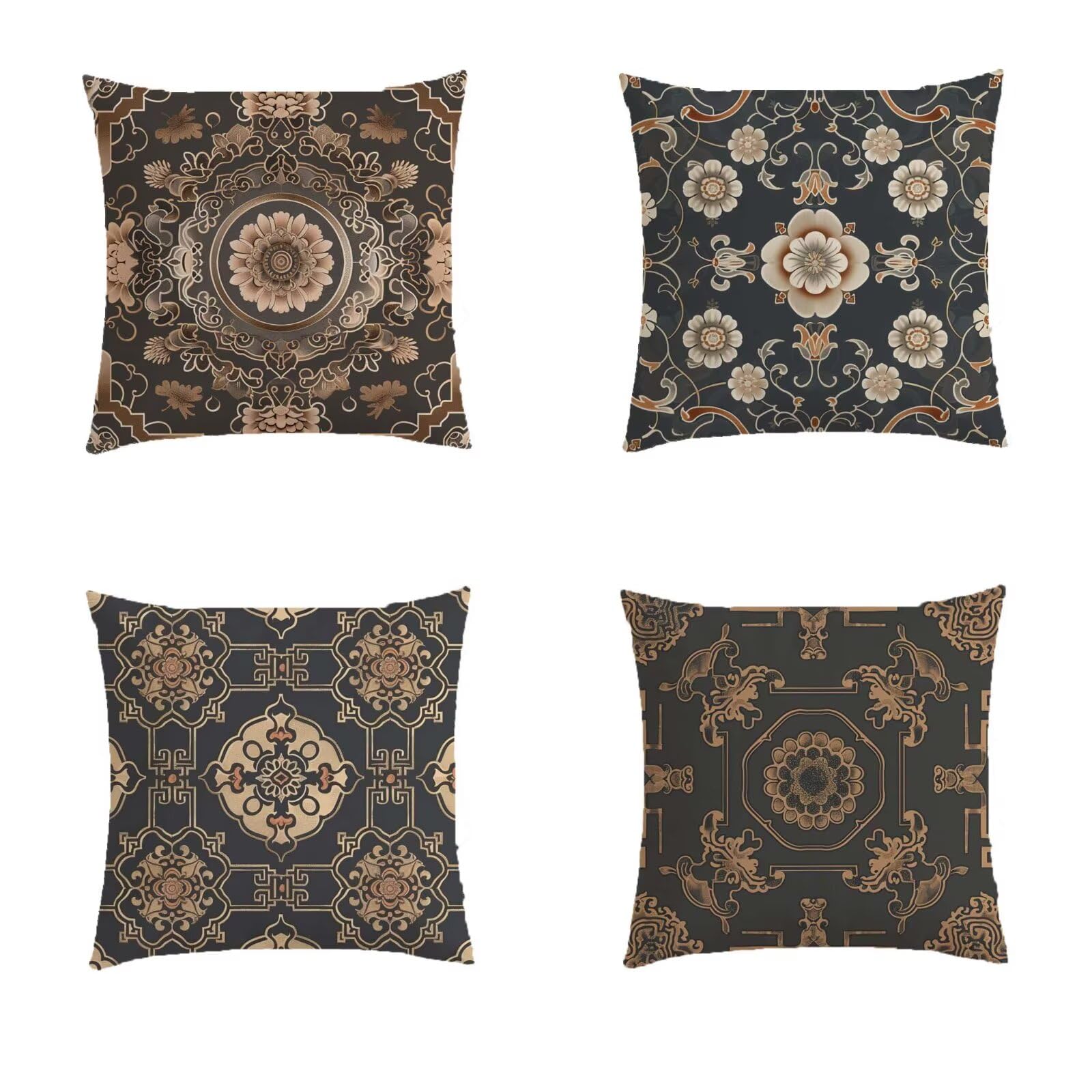 Housse coussin 50x50cm imperméable géométrique pour déco salon de jardin extérieur bohème S560
