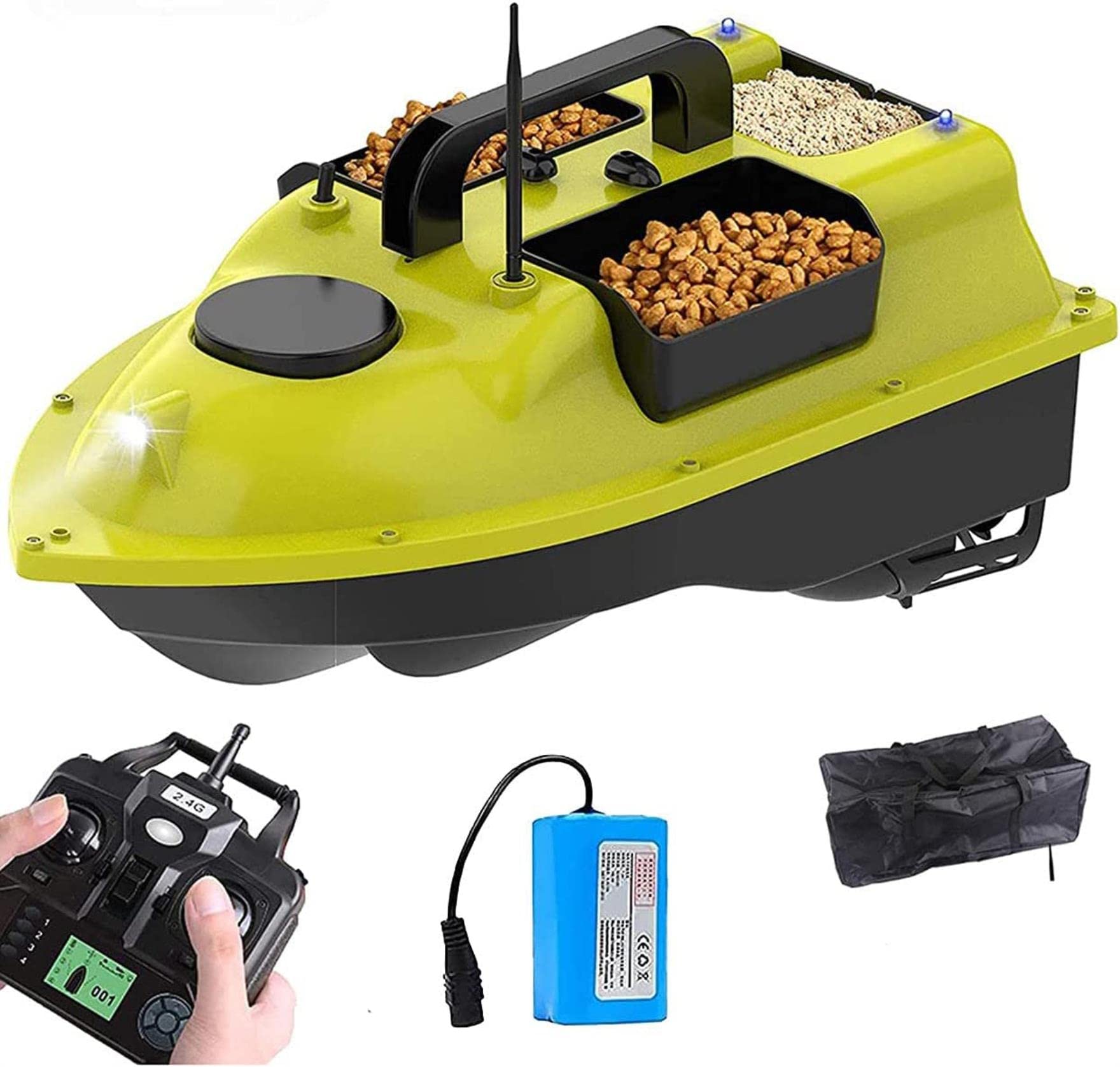 Bait Boat, buscador de Pescado, Bote RC, Bote de señuelo de Pesca, posicionamiento del GPS, Crucero automático, Bote de Pesca de Control Remoto con Motor Doble, 5200 mAh