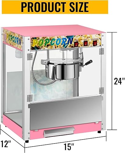 Miniatura 6 de Commercial Popcorn Machine, 8 Oz Kettle, 850 W Countertop Popcorn Maker for 48 Cups per Batch, Theater Style Popper with 3-Switch Control Steel