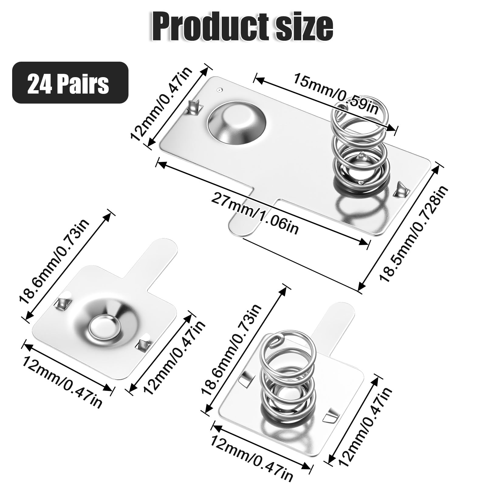 TIESOME 24 zestawy baterii AAA AA, styki sprężynowe, żelazne ujemne płytki kontaktowe do zdalnego sterowania, ładowarek, elektroniki, 12 x 18,6 mm i 27 x 18,5 mm