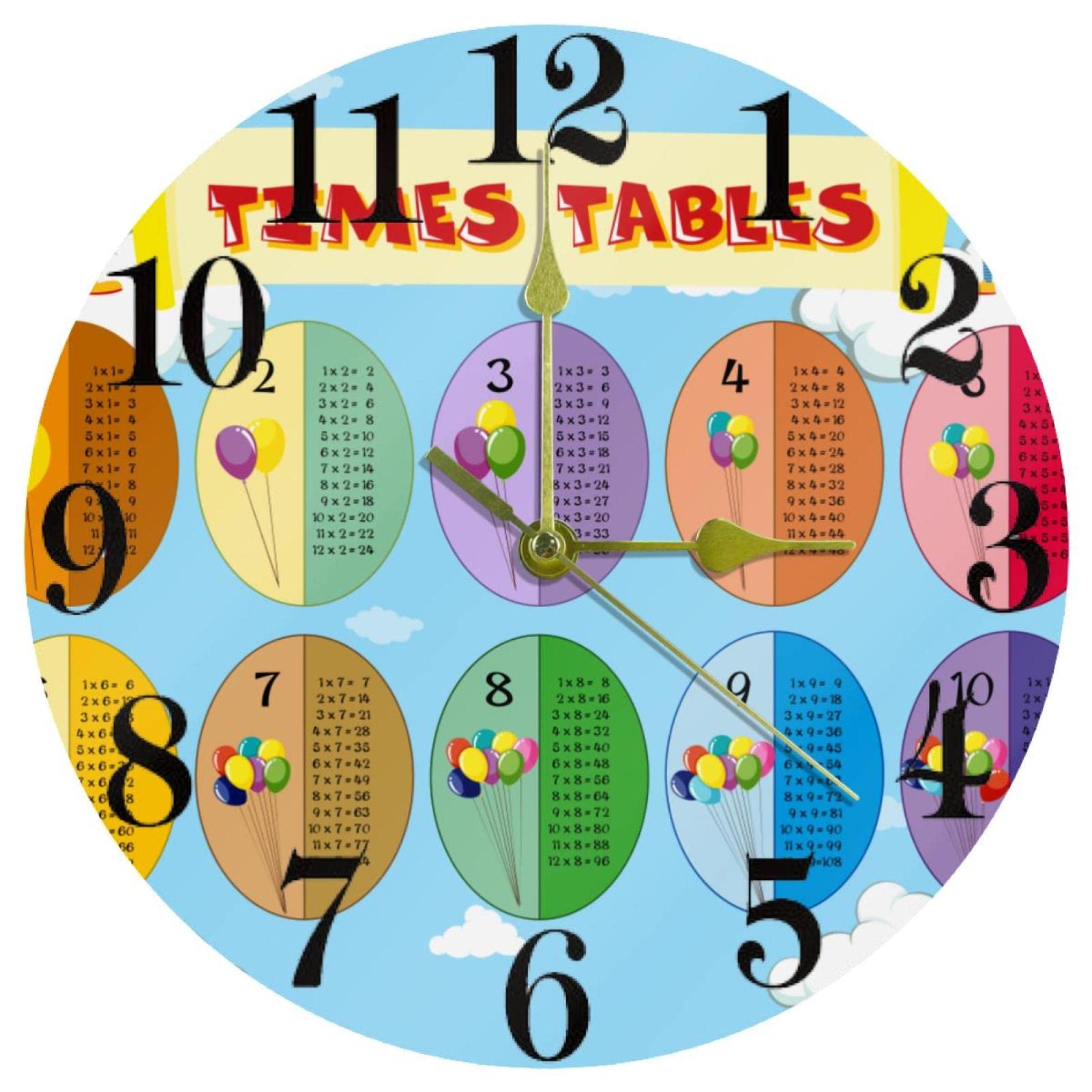 Horloge à quartz à piles ronde de 25,4 cm pour école et bureau calme