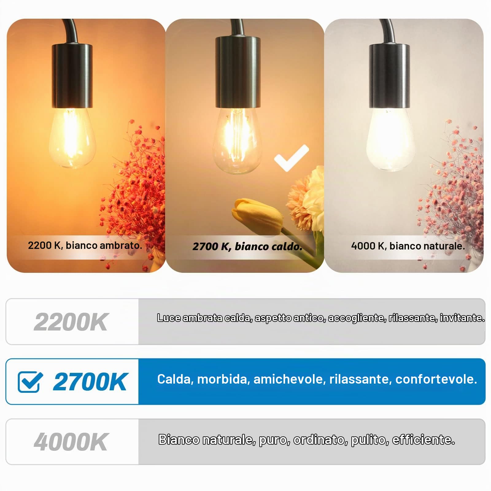 Lampadine LED S14 Vetro 2W E27, 2700K Bianca Calda, 25 pezzi | Attacco E27 LED Lampada Edison per stringhe luminose, non dimmerabili da 2W equivalenti una lampadina a incandescenza da 20W