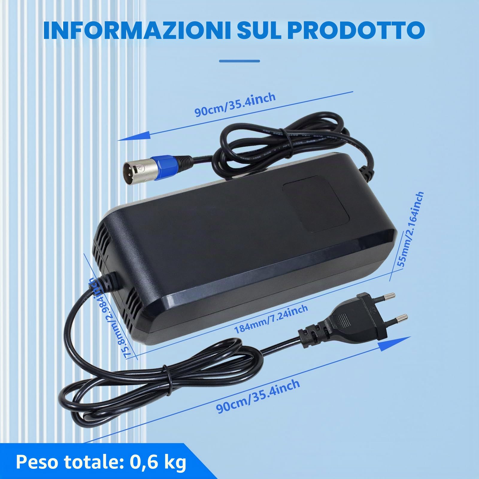 Batteria al litio da 54,6 4 A, per scooter elettrico, 48 V, 13 s, batteria agli ioni di litio, 3 pin, adattatore XLR da 48 V, ventola integrata con display per visualizzare la tensione di carica