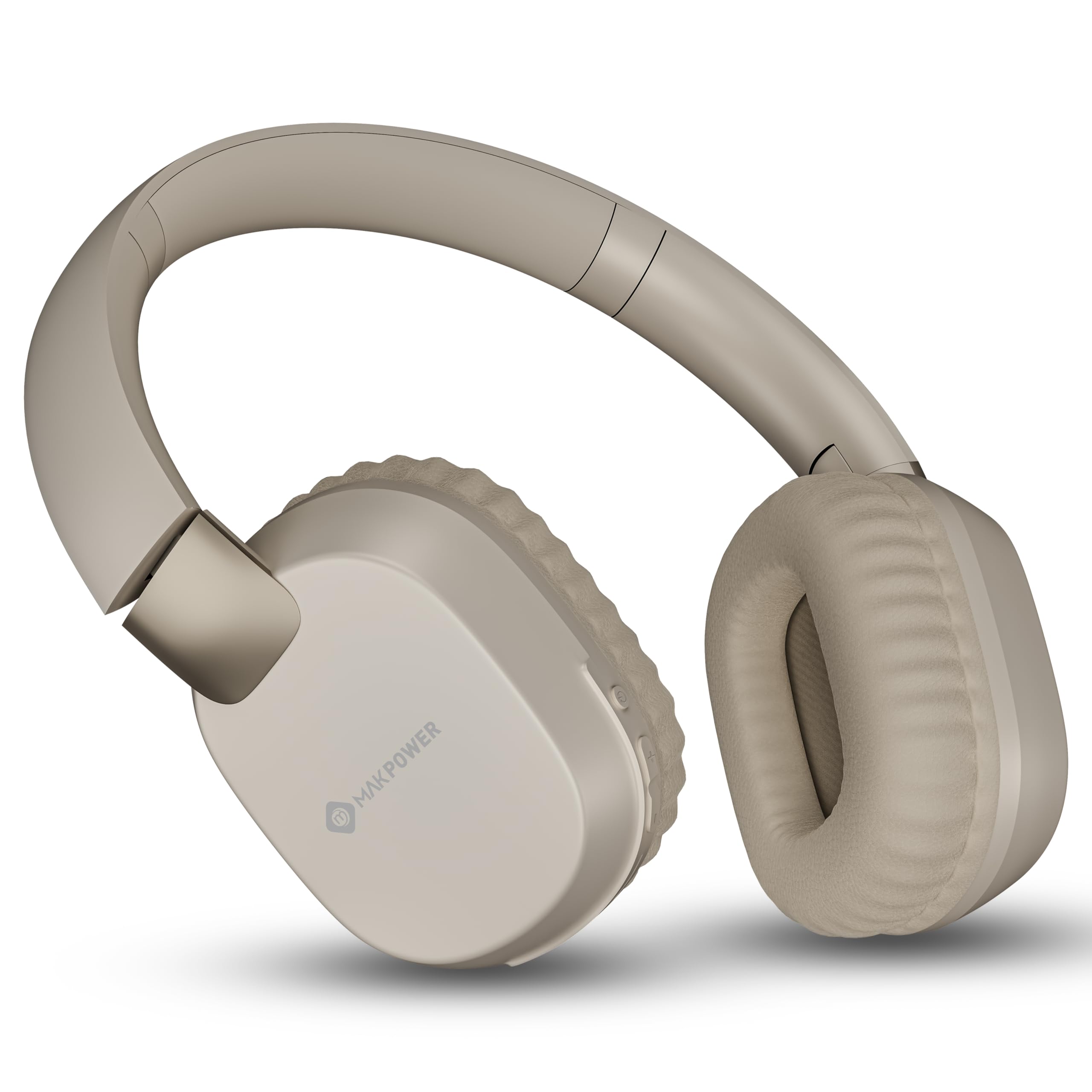 MAKPOWER Falcon Wireless Bluetooth Headphones with 60H Playtime, Deep Bass Stereo Sound, Built-in Mic for Calls, Low Latency, Foldable On-Ear Design, Soft Cushioned Earpads for Comfort (Beige)-image-34