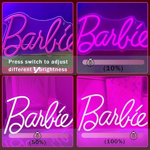 Miniatura 4 de Letrero de neón de Barbie con luces LED regulables, color rosa, para decoración de pared, de 16 x 8 pulgadas, románticos letreros iluminados para