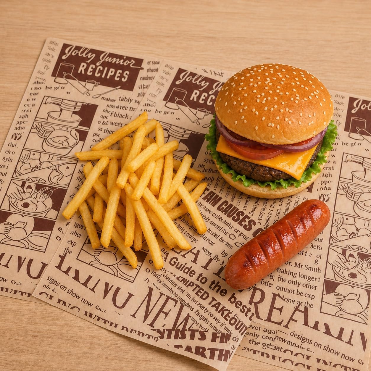 Greaseproof Paper Sheets for Food, Lunch Box & Snacks (Kraft)