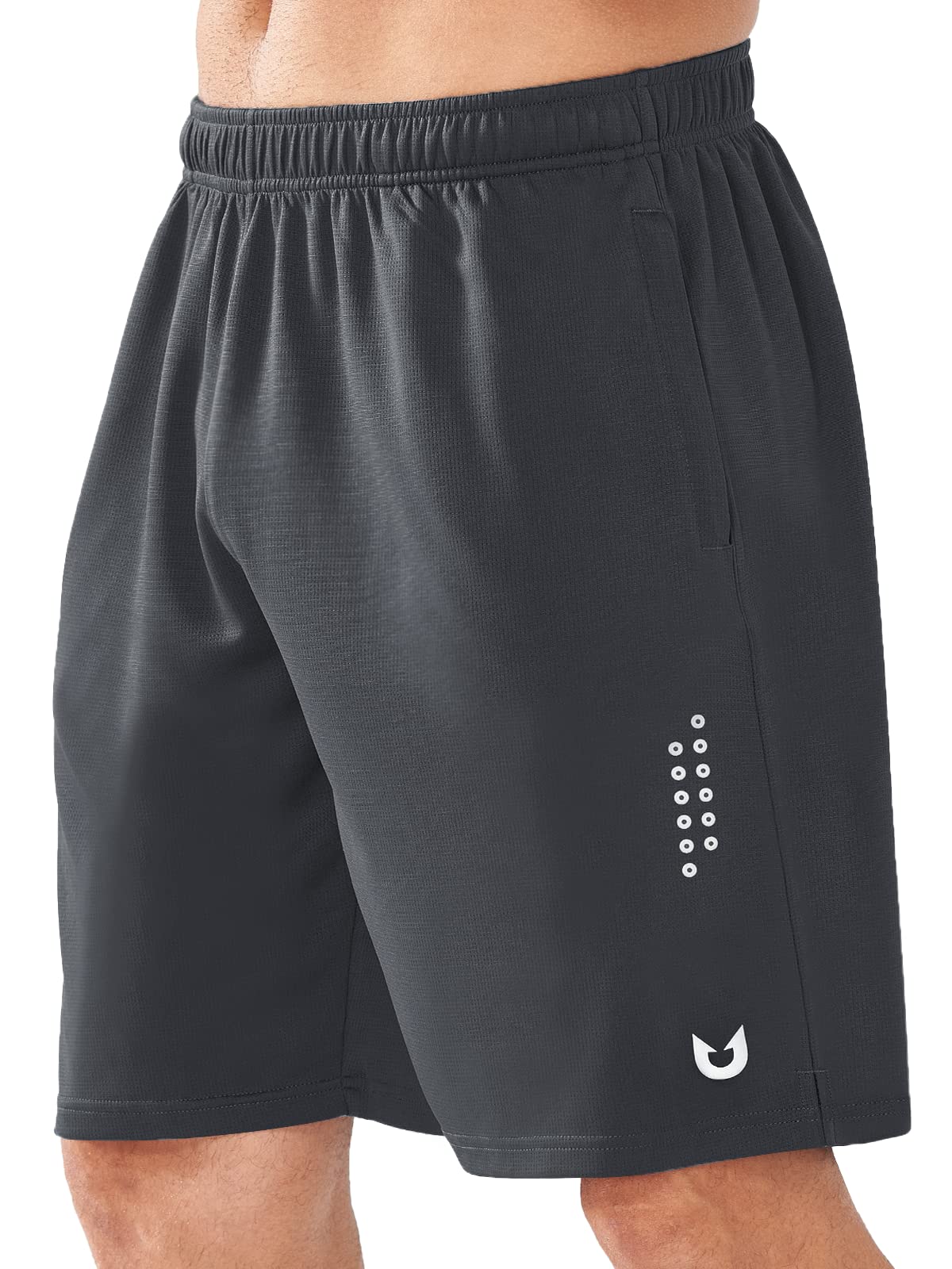 NORTHYARD Men's Athletic Gym Shorts 10"/7"/5" Running Basketball Tennis | Quick Dry, Zipper Pockets, Lightweight, Breathable, Running, Reflective Strips, UPF 50+, Hiking, Sports, Workout 10 INCH Large Darkgrey