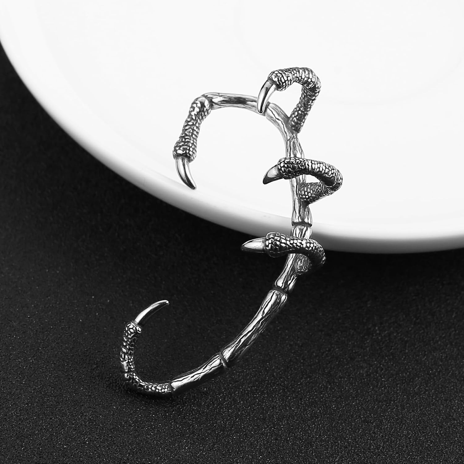 HZMAN Vintage Gothic Animal Ear Cuff for Men Women, Stainless Steel Non-Piercing Ear Wrap, 5 Unique Designs Octopus/Claw/Dragon/Wolf/Snake, Statement Edgy Jewelry Gift