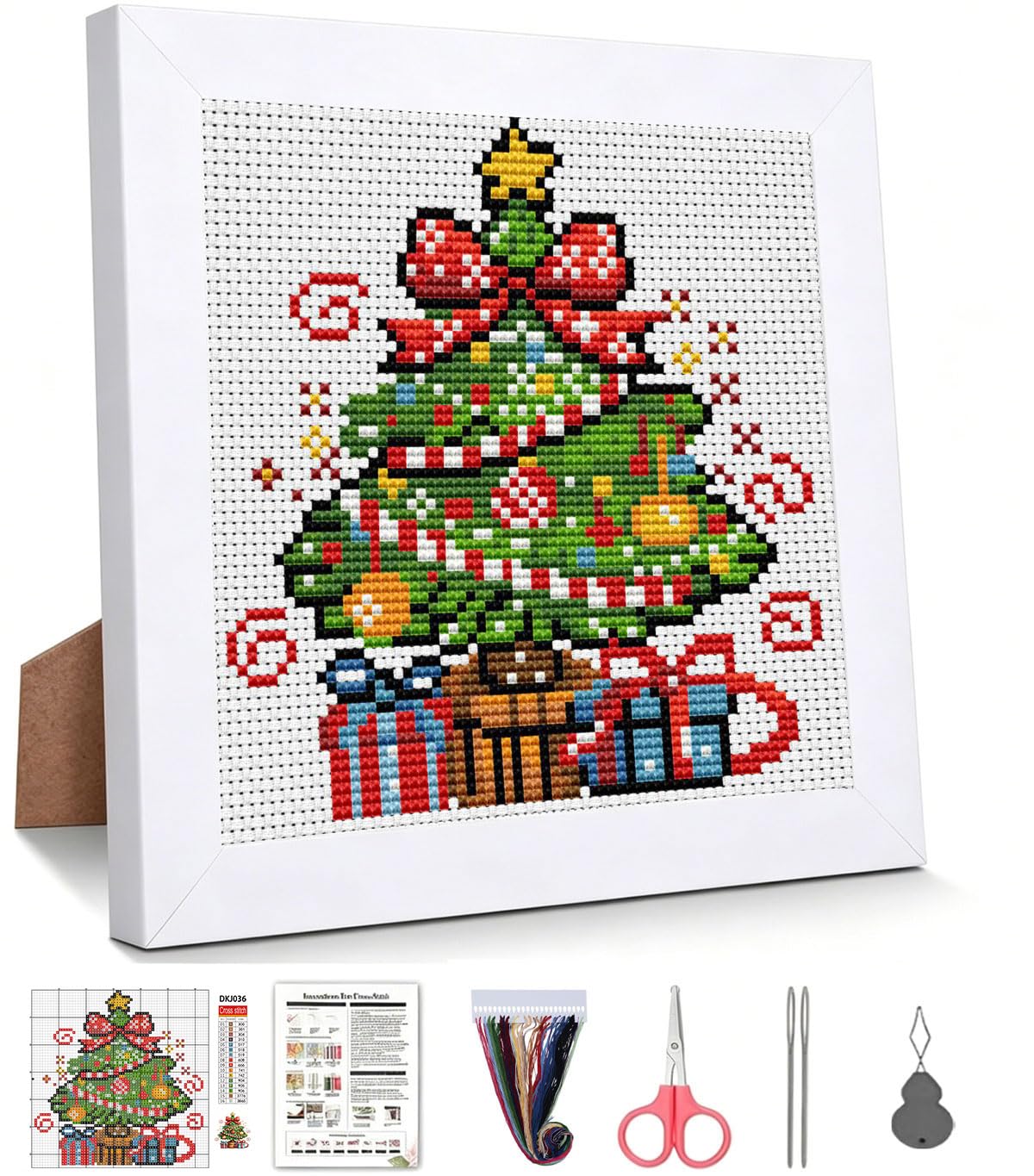 Beginner Christmas Tree Cross Stitch Kit - Framed -1 Beginner Christmas Tree Cross Stitch Kit - Framed -1