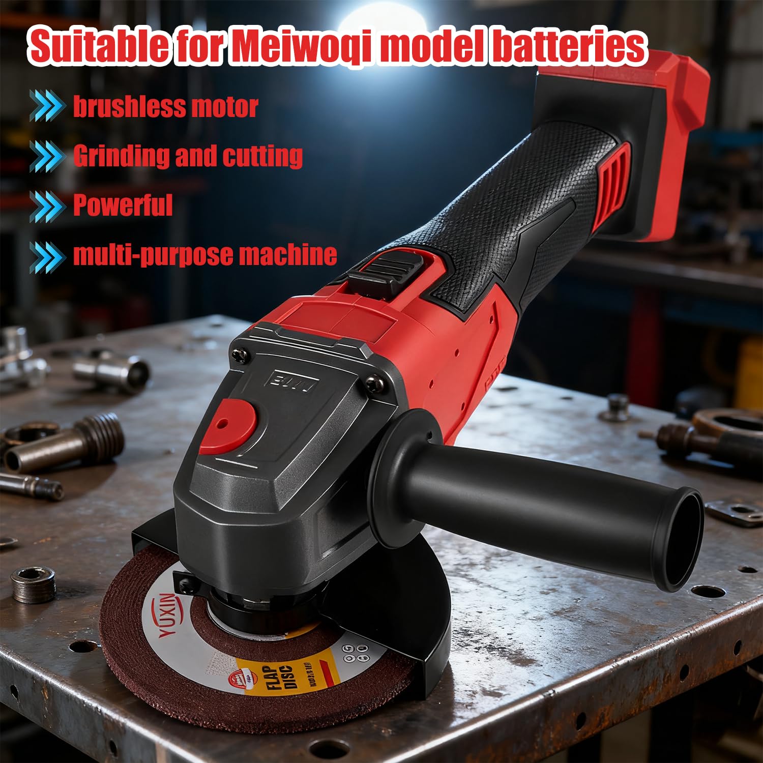 Amoladora angular con batería compatible con Milwaukee de 18 V, fresadora angular de 125 mm, herramienta de afilado sin escobillas, 800 W, 12000 rpm, amoladora angular con 6 discos para cortar, lijar