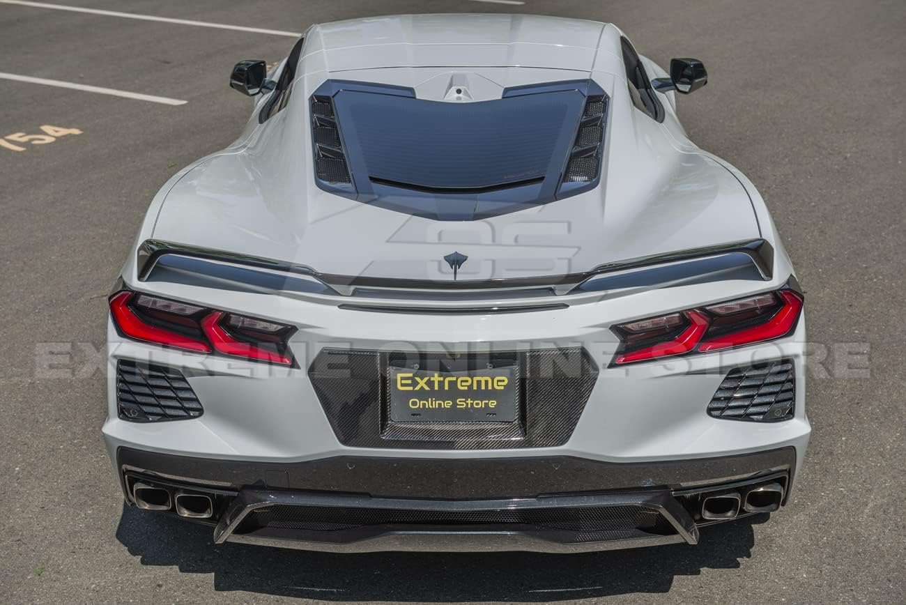 Replacement for 2020-Present Chevrolet Corvette C8 Stingray & Z51 Models | GM Factory Style Carbon Fiber Rear License Plate Backing Frame Cover