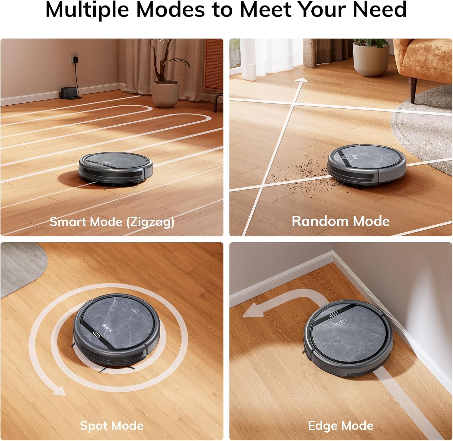 ILIFE V5s Max Robot Vacuum, 4000Pa Max Suction Power, 2.4G WiFi/App/Alexa/Remote Control, Self-Charging Robotic Vacuum Cleaner, for Hard Floors Carpets and Pet Hair