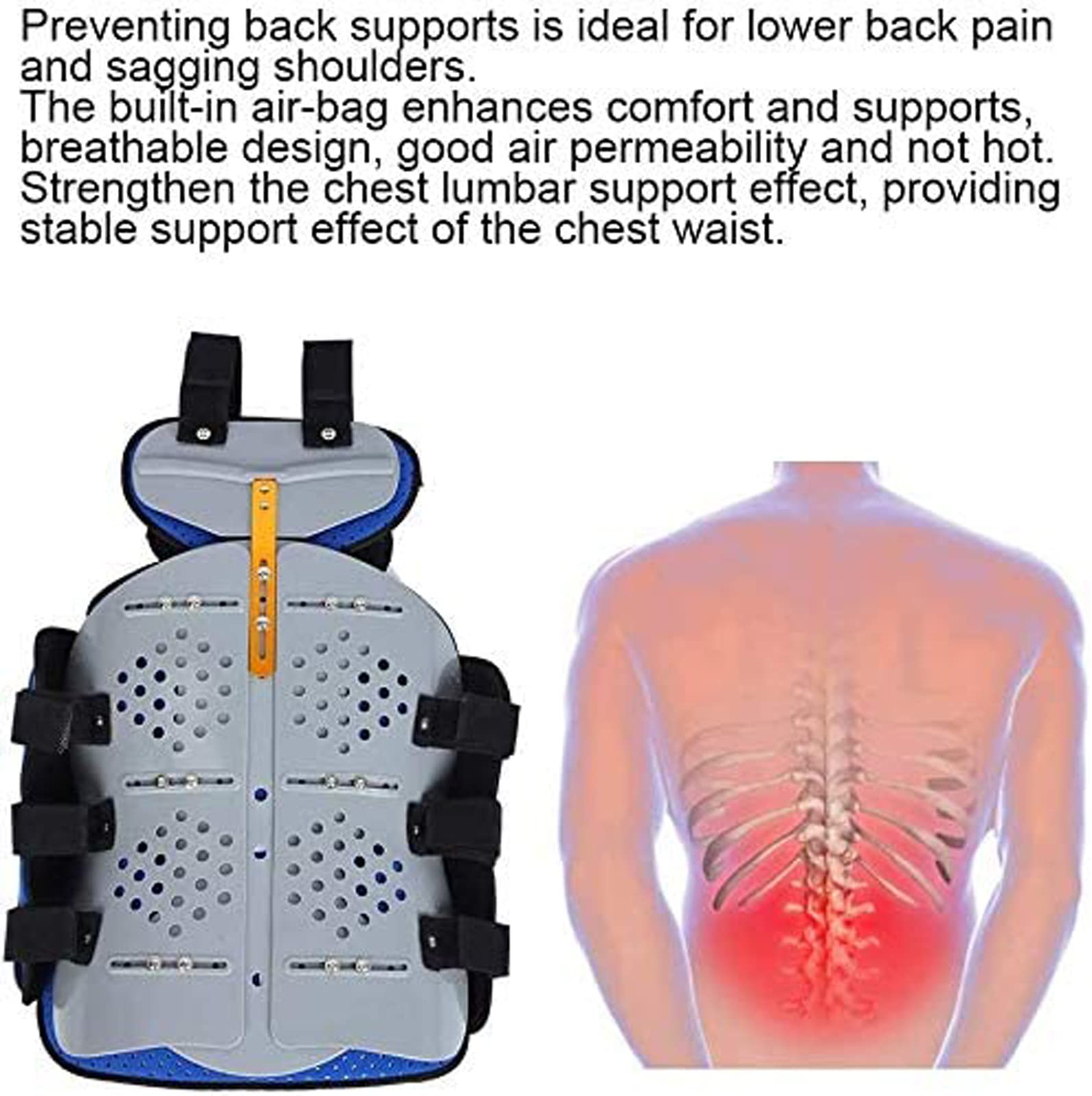 CUSMA Protector Espinal, Ortesis Lumbar Ajustable, Soporte para La Espalda, Ortesis Toracolumbar para Hombres Y Mujeres Adultos