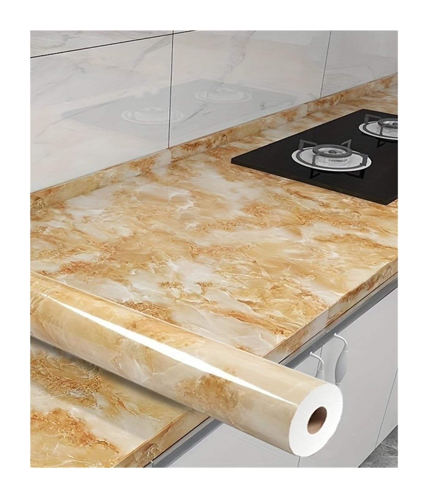 FOELANNE Back Self Adhesive Wallpaper, Gold Marble Contact Paper Self-Adhesive Wallpaper 40x(100-500) cm(40x500cm)