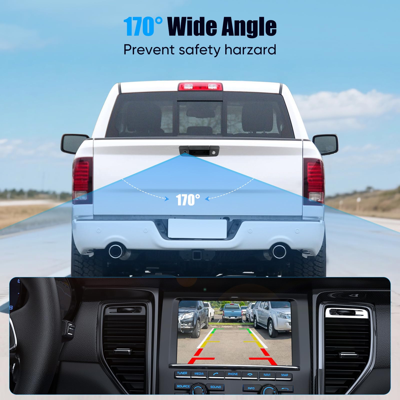 Tailgate Handle With Backup Camera For 2009-2017 Dodge Ram 1500/2500/3500 - Black
