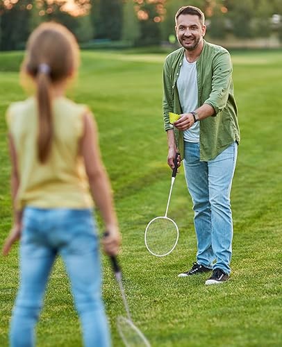 Miniatura 5 de Juego de raquetas de bádminton con 6 volantes, juego de 6 bádminton ligero para juegos al aire libre, raquetas con durabilidad para principiantes y