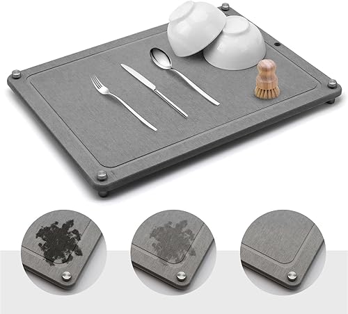 Tapetes de secado rápido de piedra para encimera de cocina, tierra de diatomeas que absorben el agua, tapetes de secado de platos para botellas y