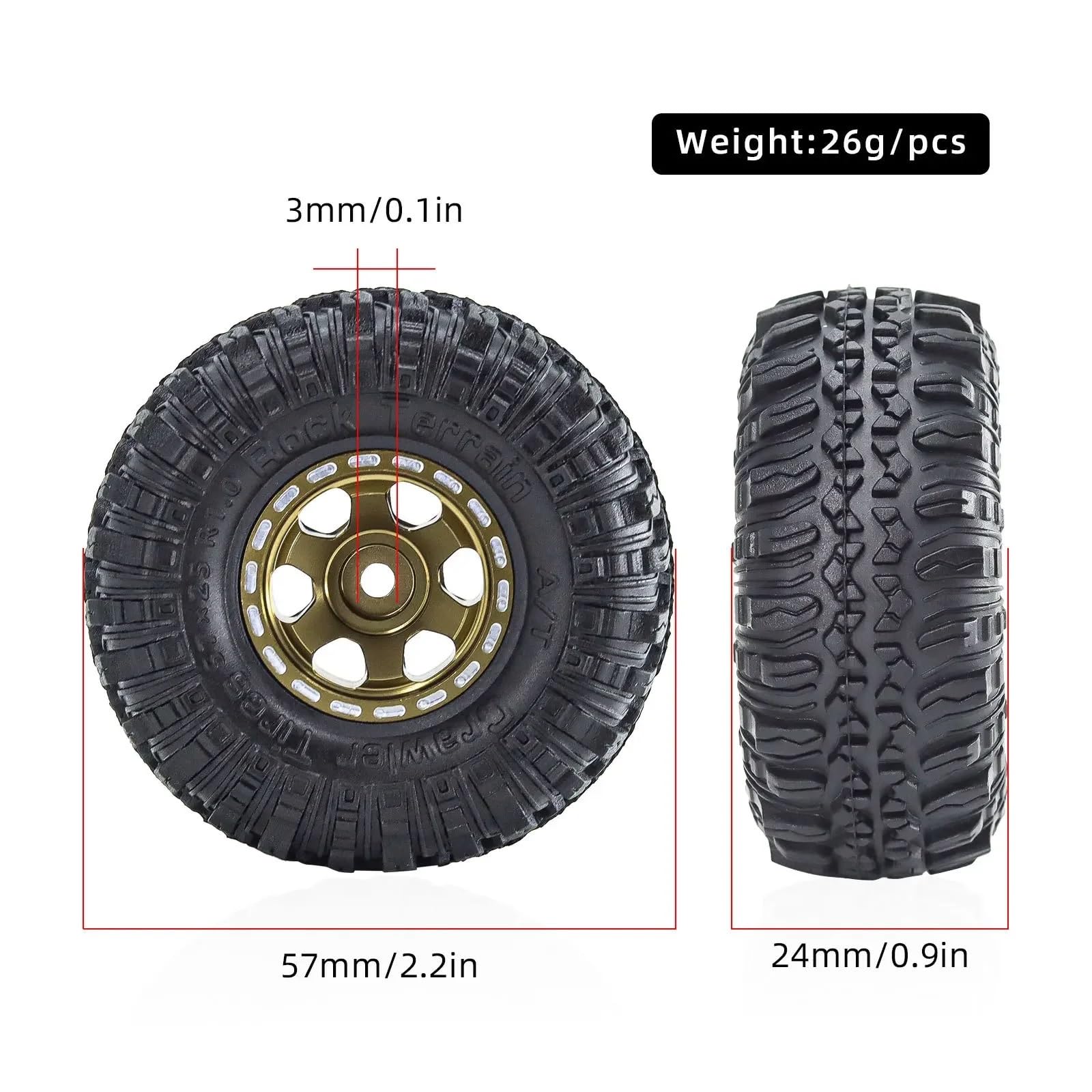 Für TRX4M-W186 Für SCX24 FMS24 1/24 RC Crawler 4 Stück 1,0 Zoll Reifen Rad Set Zubehör Ersetzen Upgrade Ersatzteile RC Komponenten