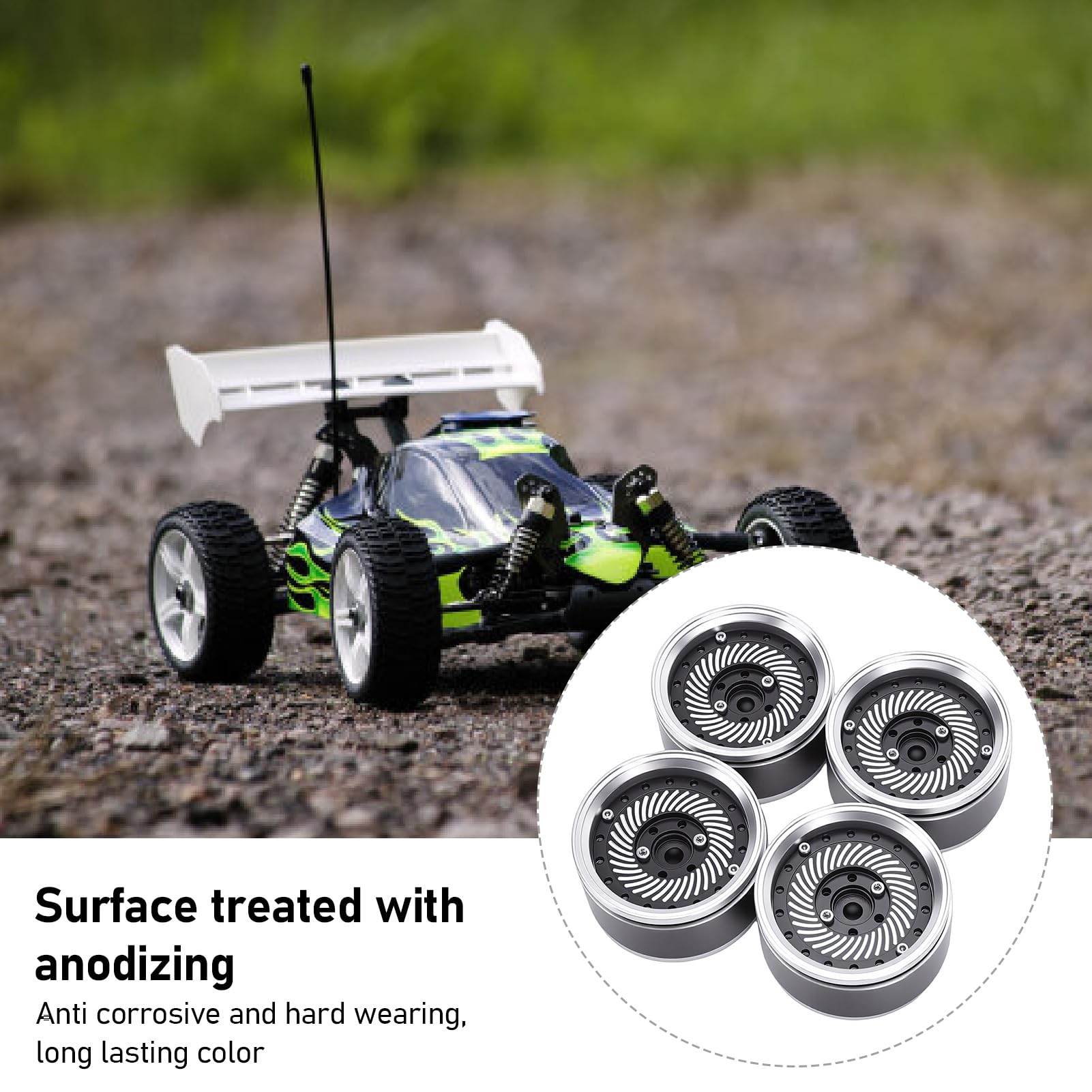 Sxhlseller Cerchi per Auto RC da 1,9 Pollici a Prova di Impatto |Cerchioni in Lega di Alluminio Anodizzato da 4 Pezzi per 1/10 Crawler Mud Sand Rock Off Road