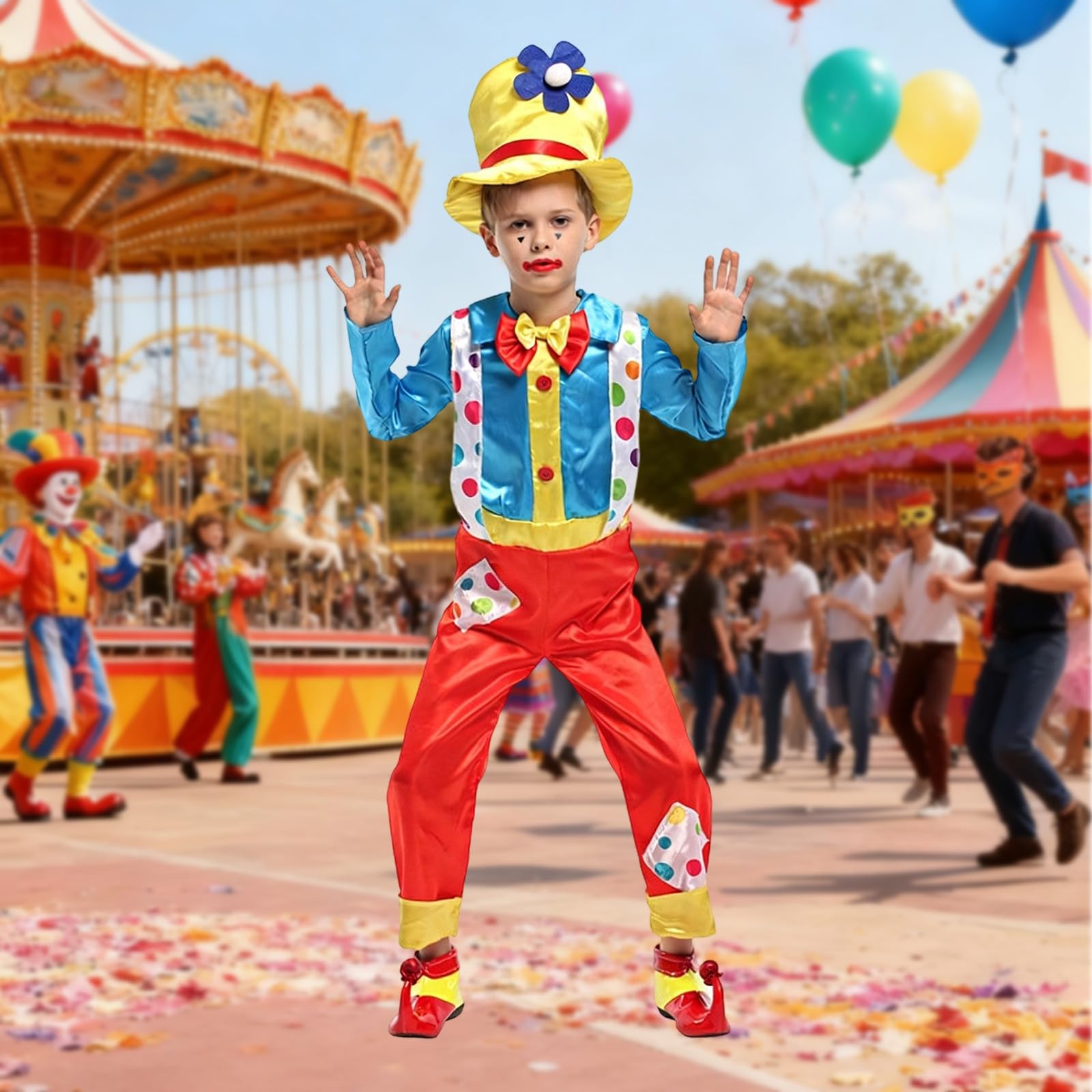 Halloween Kostüm Kinder Elegantes Maskerade Clown Kostüm Für Kinder Aufführung Und Cosplay Party Buntes Spaßmacher Outfit Für Fasching Und Karneval Kinderkostüme Junge