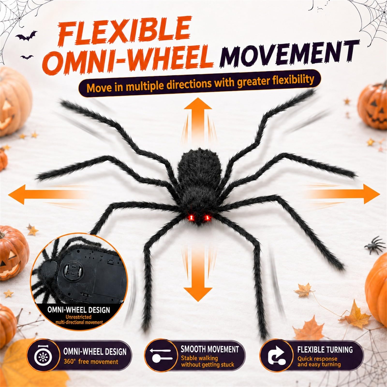 Halloween-Spinne Dekoration Schwarz mit Roten Augen 150 cm，Schwarz-2pcs | Gruselig & Realistisch, Innen- & Außenbereich, Biegbare Beine, Für Partys & Streiche, Überlebensgroß 80 cm hoch