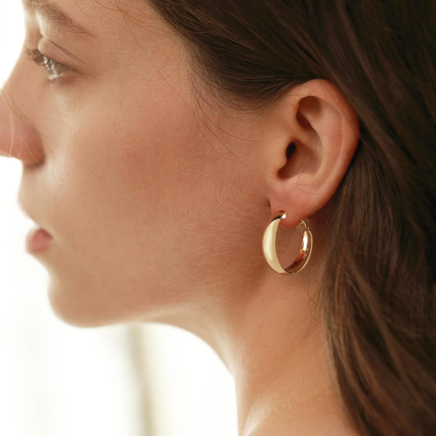 5-8mm Tapered Design Thick Large Hoop Earrings for Women Trendy Hypoallergenic 925 Sterling Silver Post 14K Gold Hoop Earrings Non Tarnish Lightweight Big Chunky Gold Hoops 30/40/50/60MM - Image 5