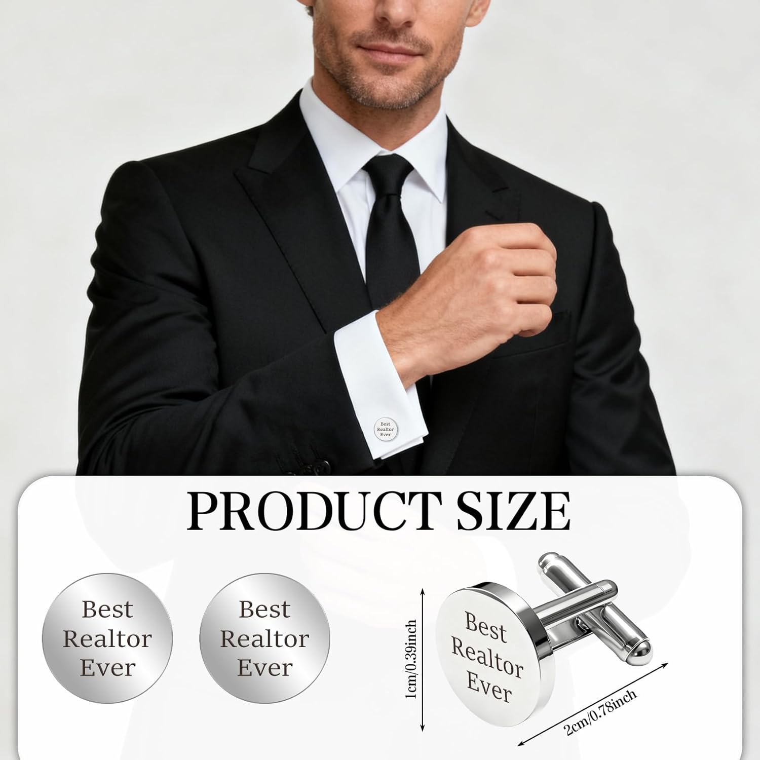 Aelciyue メンズリアルター用カフスボタン - ステンレススチールカフリンクス 全米リアルター協会加入者への感謝のギフト