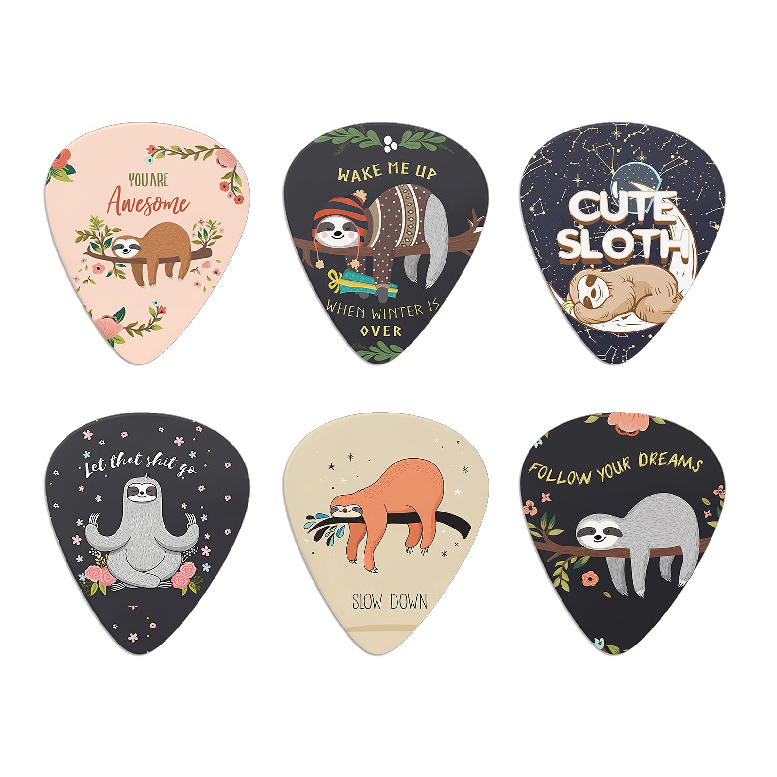 Howilath Fashion Sloth 6pcs Guitar Picks