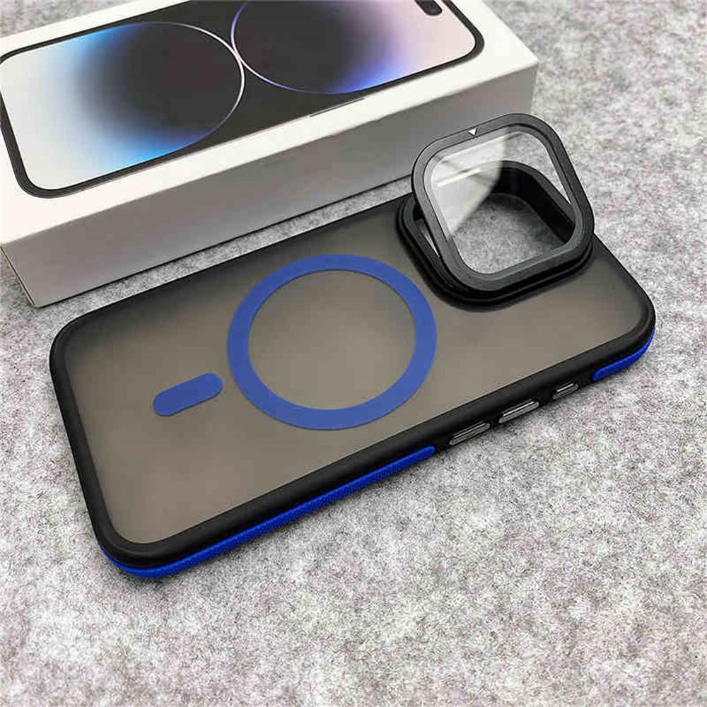 Obudowa magnetyczna z obiektywem szklanym i ochroną aparatu do iPhone'a 15 11 12 13 14 16 Pro Max Plus, matowa, przezroczysta, granatowa, do iPhone'a 16 Plus