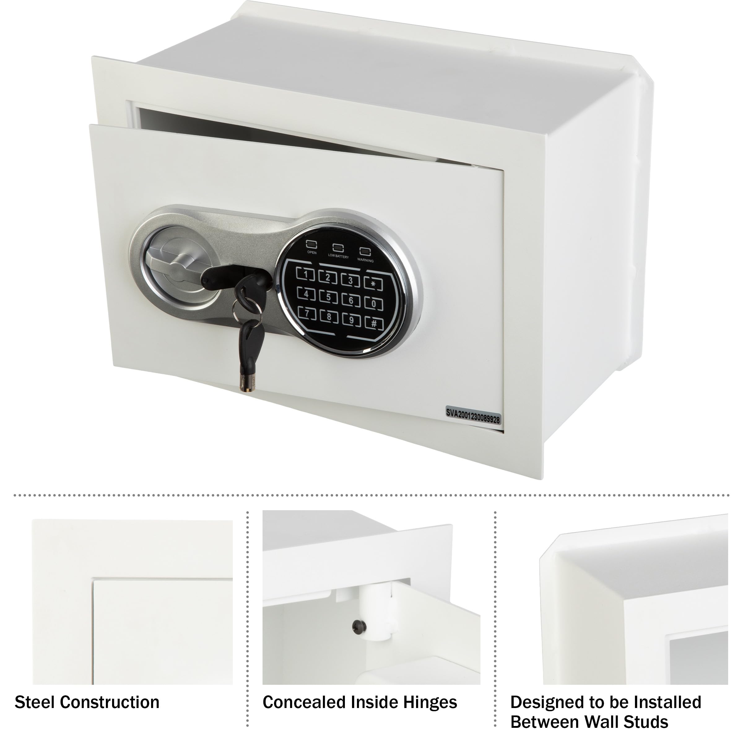 Paragon - Cassaforte digitale di sicurezza con passcode per accesso rapido e chiave di backup, cassaforte personale per contanti o gioielli, cassaforte da parete di Paragon (bianco)