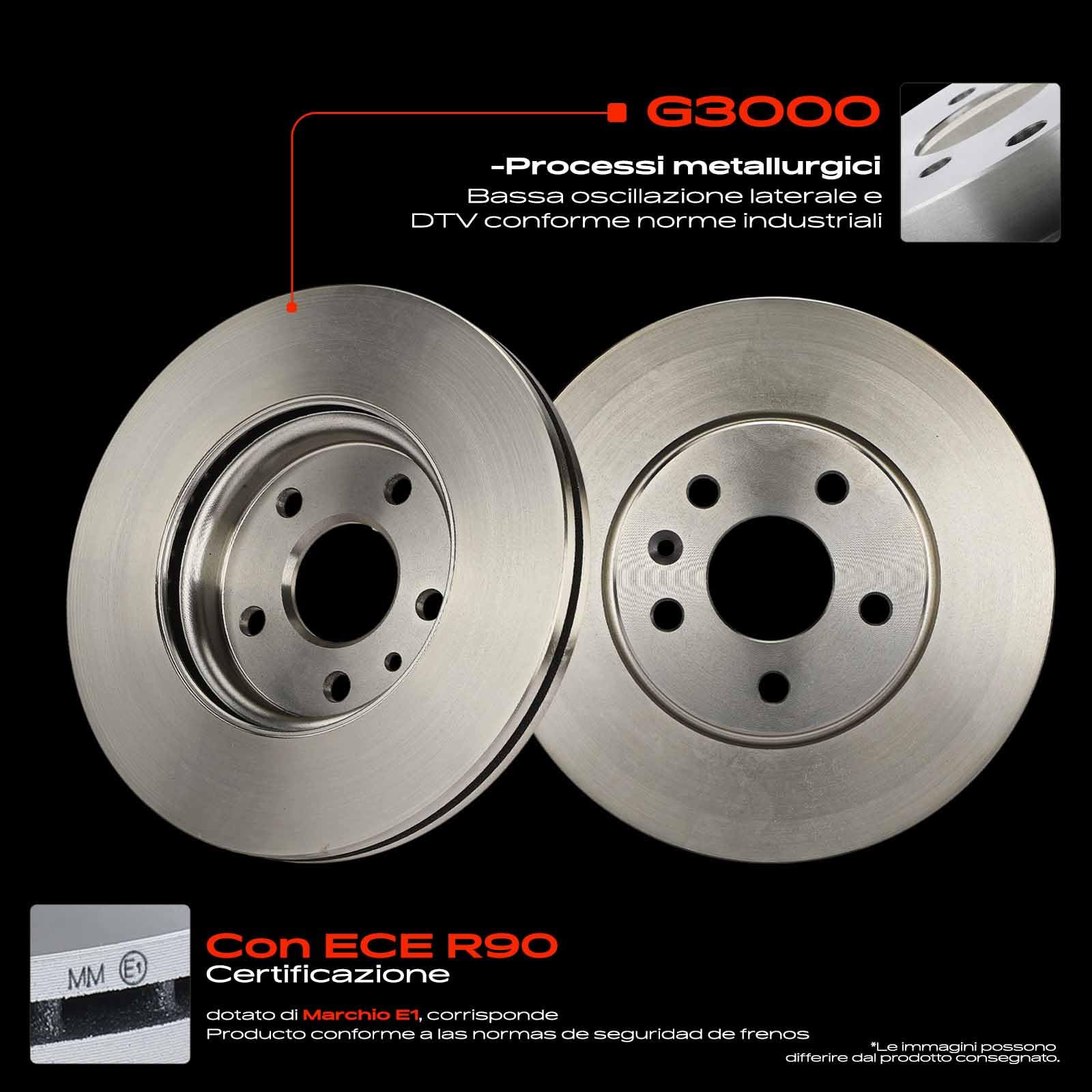 Frankberg Set freni incl. 2x Dischi Freno + 4x Pastiglie dei Freni Anteriore Compatibile con Astra J CaR.A.Van P10 Astra J GTC Astra J P10 Replace# 13412272, 13301207