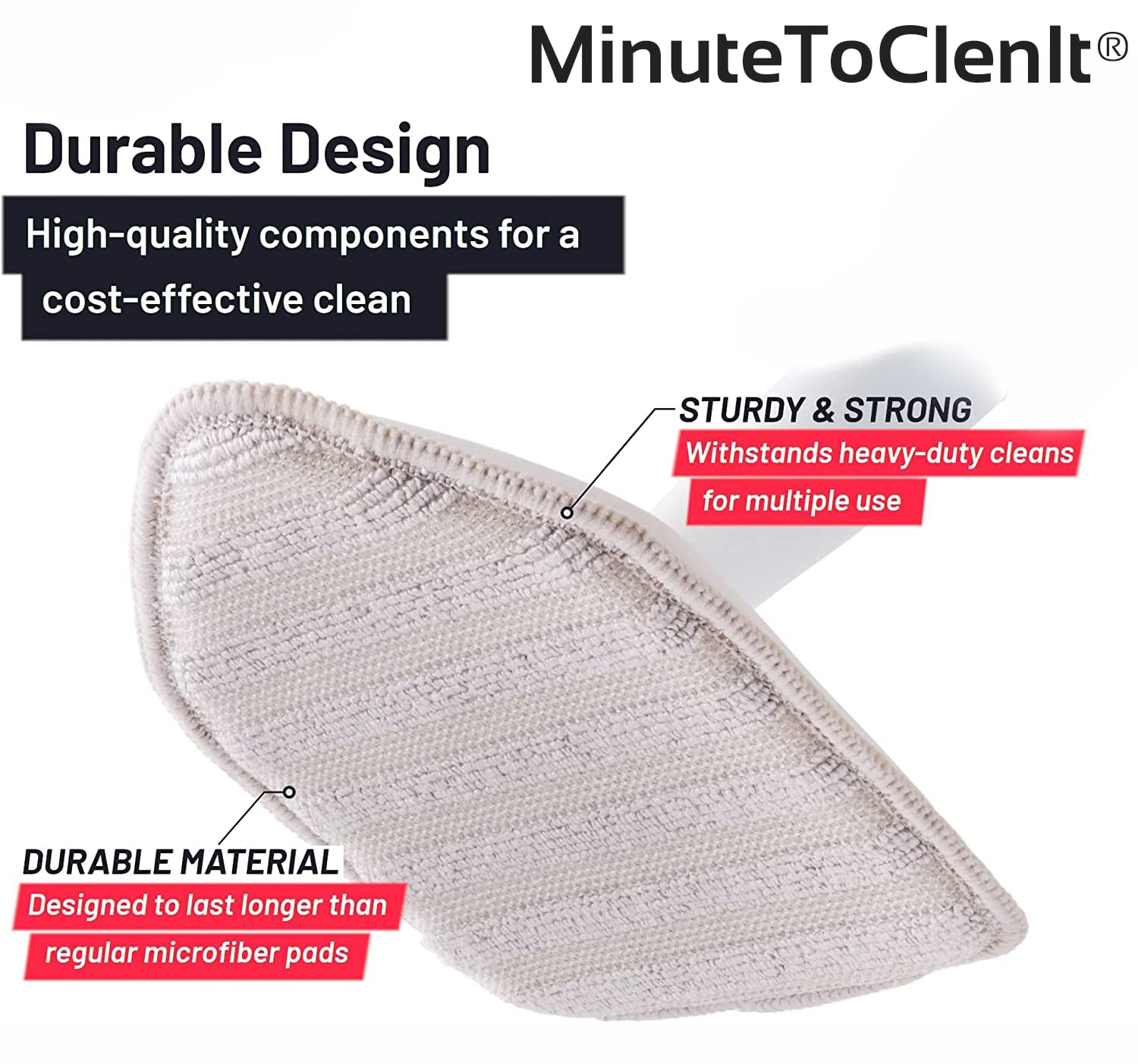 MinuteToCleanIt Microfiber Pad Refill for Extendable Bathroom Tile Scrubber Brush - Pack of 2X Microfiber Pad Refills 4