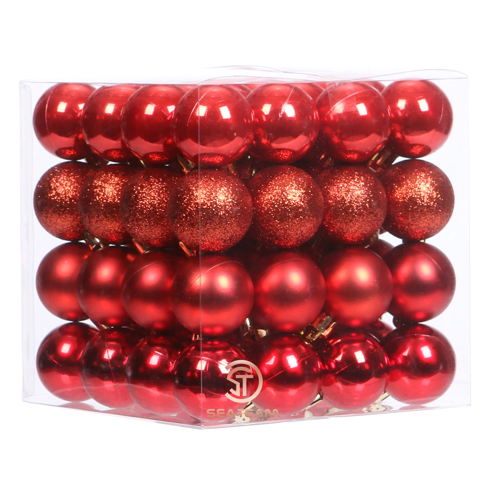 Sea Team 64-Pack Christmas Ball Ornaments with Strings, 40mm/1.57-Inch Medium Size Baubles