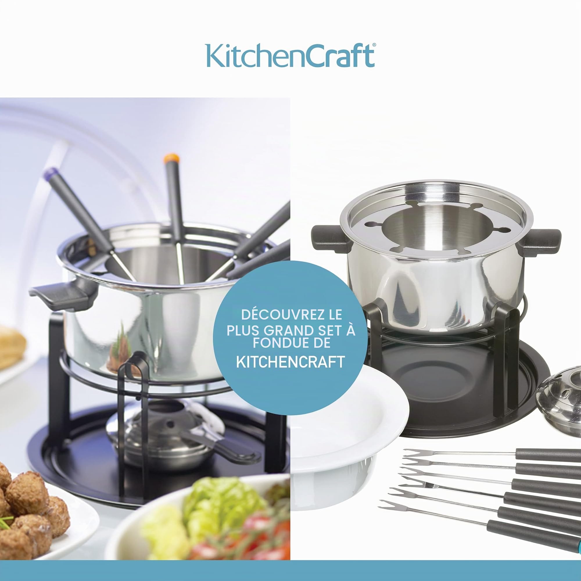 KitchenCraft Chocolate Fondue Set with Ceramic Pot