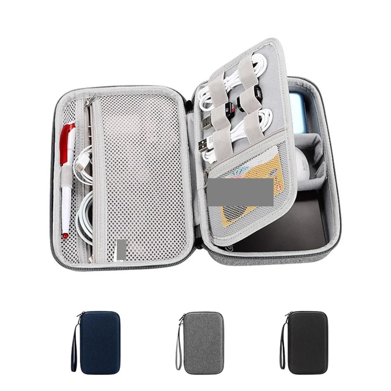 Sac De Rangement pour CâBles Sac de Rangement Portable de Grande capacité, 2 pièces, Organisateur d'accessoires électroniques de Voyage, Tablette, câble de Disque Dur(Grey)
