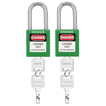 Lockout Tagout Locks -2 Green Loto Locks Keyed Different, 2 Keys Per Lock, OSHA Compliant Lockout Locks.