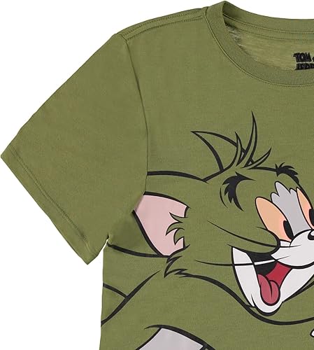 Miniatura 3 de Camiseta de batalla de Tom & Jerry para mujer, diseño vintage de dibujos animados de Hanna Barbera, diseño de gato y ratón con dobladillo curvado