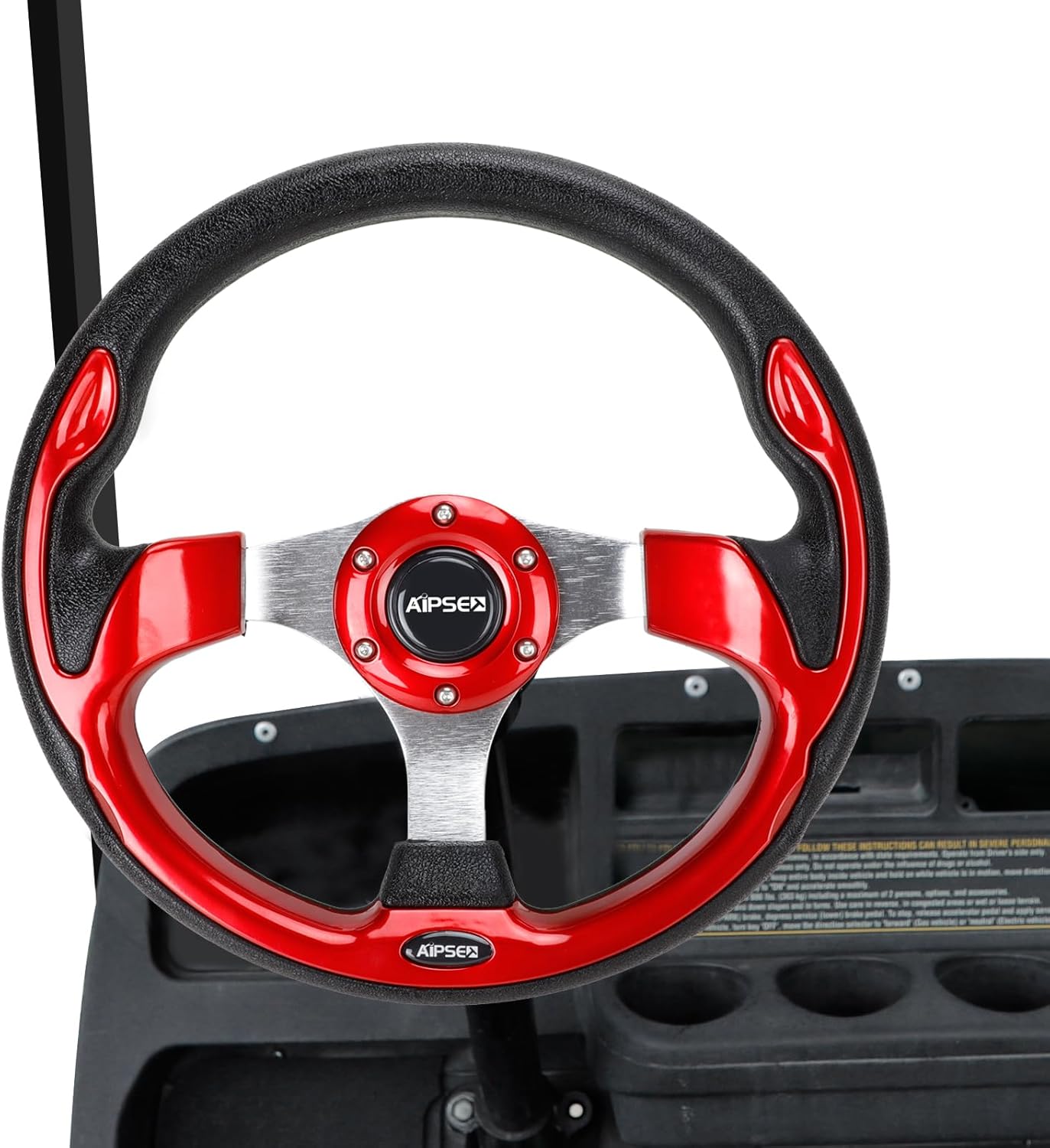 Universal Golf Cart Steering Wheel Compatible with EZGO TXT, RXV/Club Car DS, Precedent, Tempo/Yamaha, 12.5 Inch Classic Steering Wheel with PVC Leather Grip