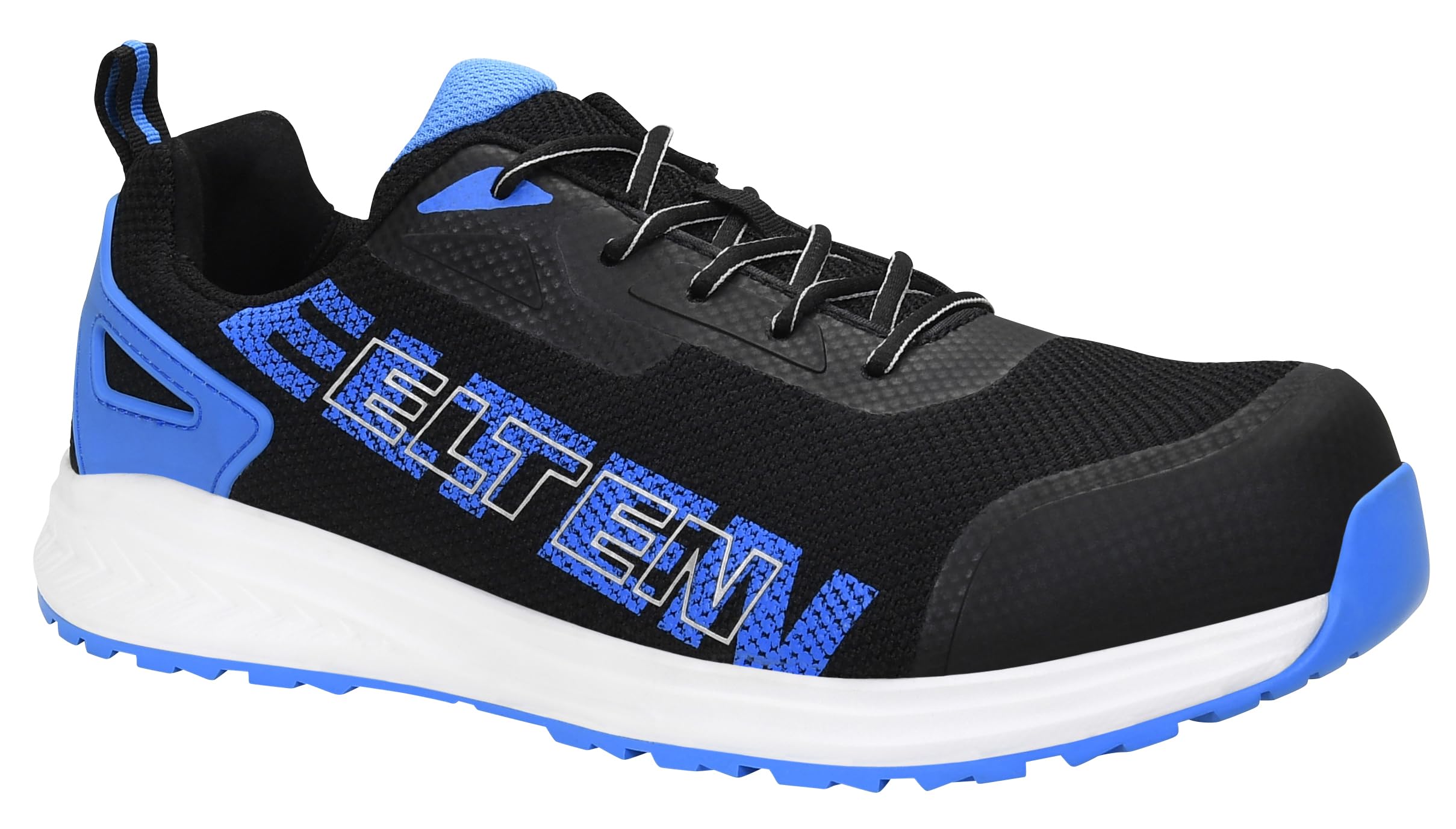 ELTEN BATIS Black-Blue Low ESD S1P - Zapatos de seguridad para hombre y mujer, textil, puntera de plástico (más ligero que la puntera de acero), ligeros, deportivos, negro/azul