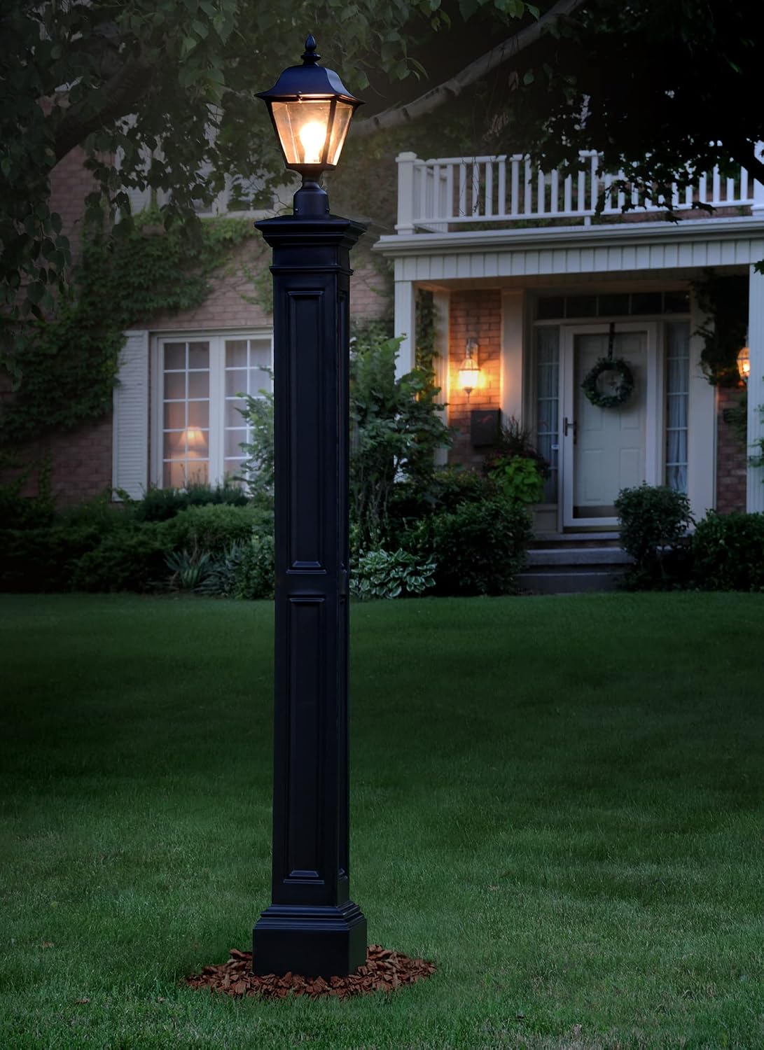 Mayne Liberty Lamp Post - No Mount - Black - 9.5in L x 9.5in W x 72in H - Fade Resistant - Polyethylene Lamp Post (5838-B)
