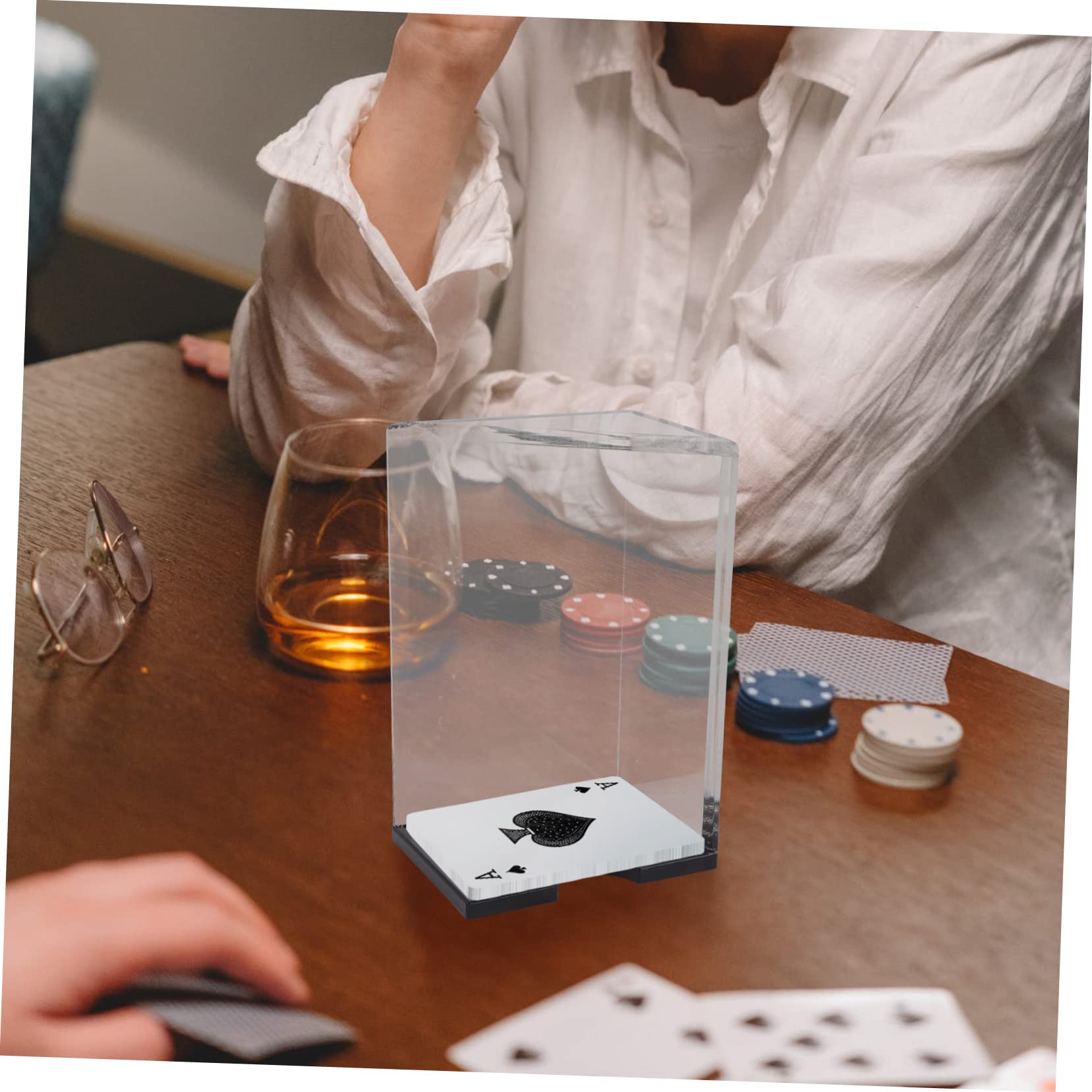 FOYTOKI Large Capacity Poker Card Stand Acrylic Material Present for Card Game Lovers