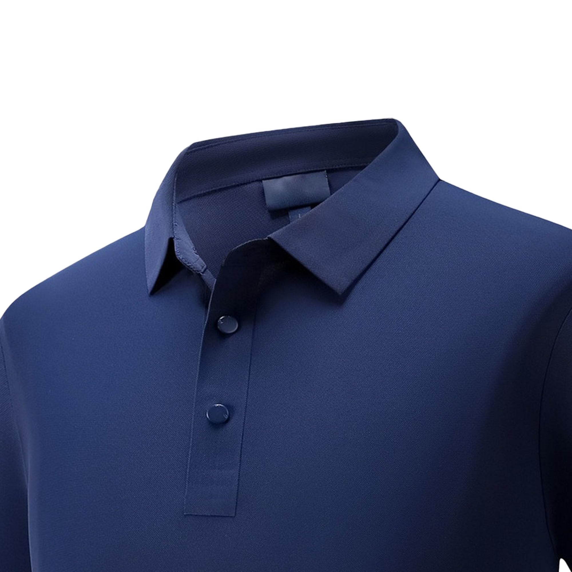 Men Quarter Button Workplace Shirt Simple Short Sleeve Paul Collar T Shirts Summer Classic Cotton Pullover Tops (Dark Blue,XX-Large)