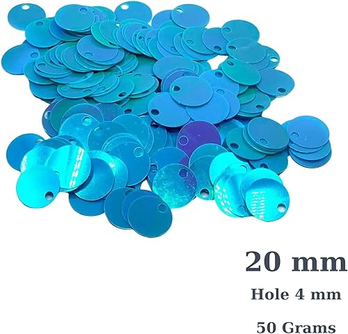 Miniatura 2 de Paillettes de lentejuelas redondas planas de 0.787 in, 285 piezas de 0.78 pulgadas, agujero de 0.78 pulgadas, surtido de lentejuelas acrílicas, 1,76