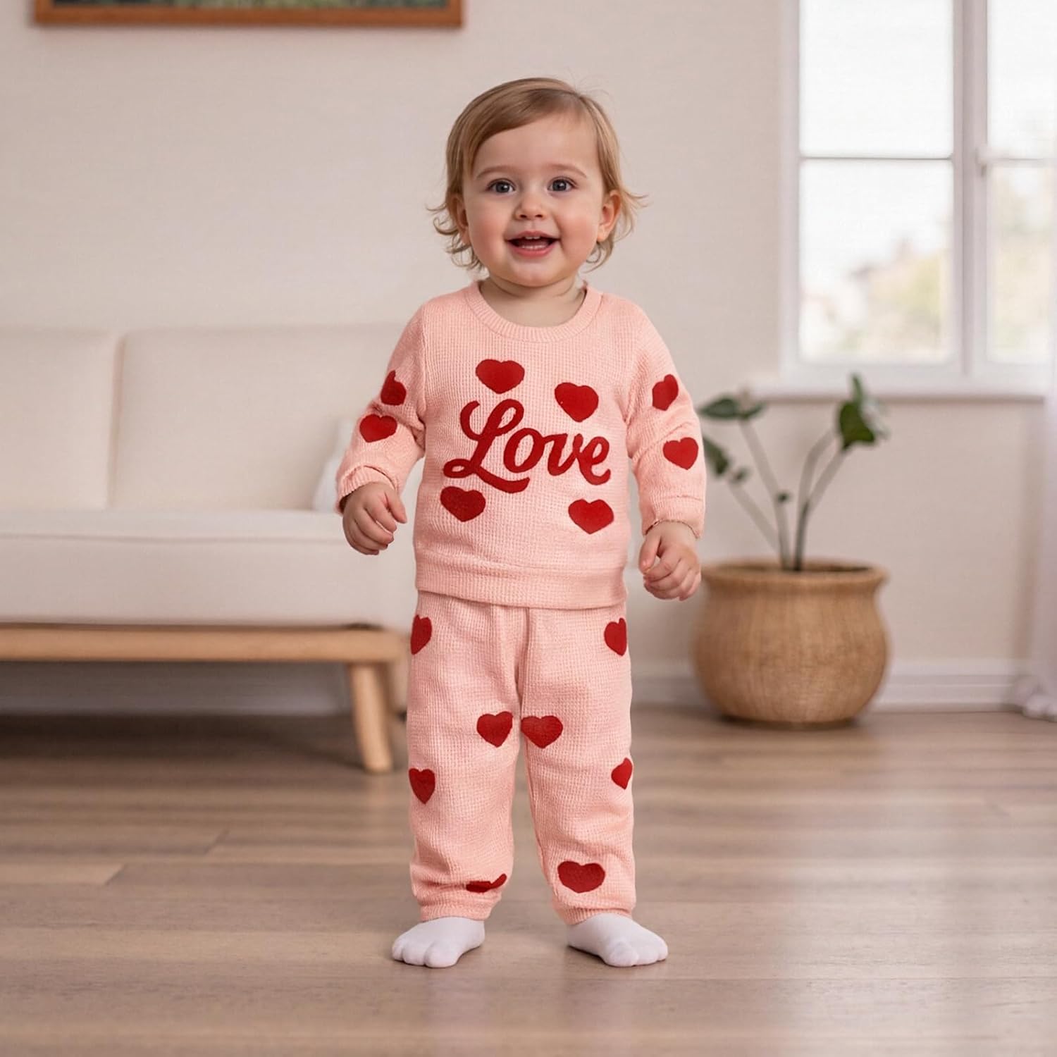 Amiblvowa Toddler Baby Boys Girls St Patricks Day Outfit Clover Embroidery Striped Waffle Sweatshirt Pants Set Irish Clothes - Image 2