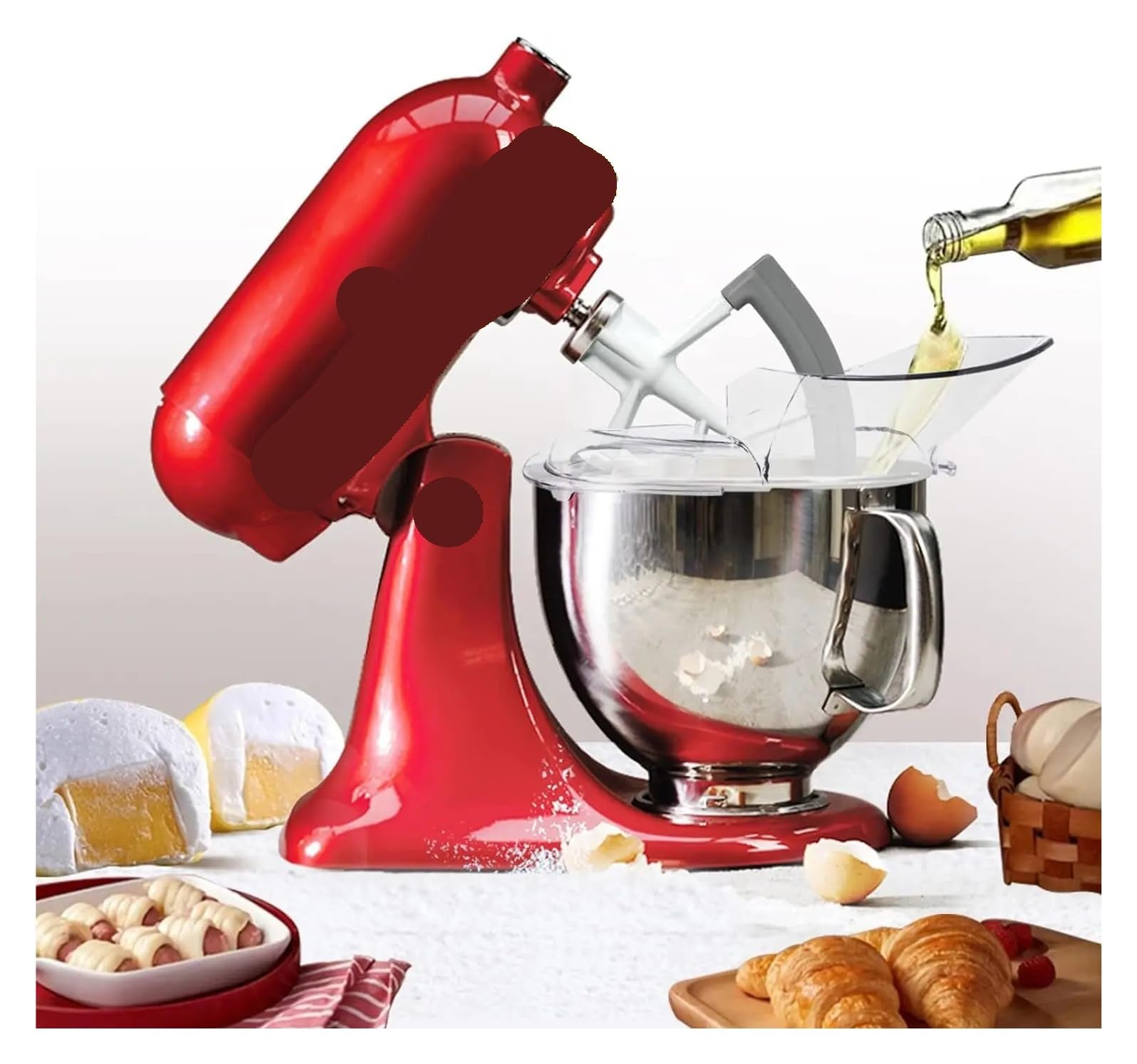 Frusta Con Bordo Flessibile In Silicone Da 2 Pezzi/set, Protezione Antispruzzo for Versamento, Compatibile Con KitchenAid, Mixer Con Testa Inclinabile Da 4,5-5 Qt