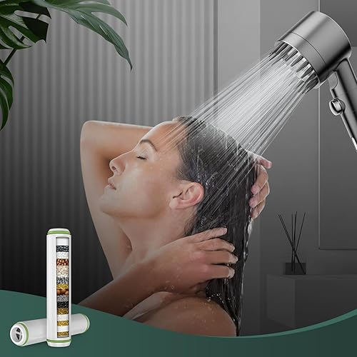 Miniatura 7 de Filtro de ducha para cabezal de ducha de mano, paquete de 2 filtros de repuesto de 18 etapas para agua dura, elimina cloro y sustancias nocivas